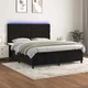 Greatstore Box spring postelja z vzmetnico LED črna 180x200 cm žamet