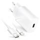 Zidni punjač za telefon Lightning Storm 20W s Lightning kablom i QC 4.0 tehnologijom brzog punjenja svih Apple uređaja - bijeli