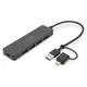 USB 3.0 Hub 4-Port, Slimline with USB-C Adapter, 5Gbps, 0,2m cable