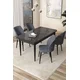 Hanah Home Set Trpezarijski sto i 4 stolice Arp, Sivo-crni