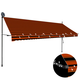 vidaXL Ročno zložljiva tenda z LED lučmi 400 cm oranžna in rjava