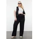 Trendyol Curve Black Wide Leg Labeled Plus Size Woven Trousers