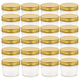 Vidaxl Stekleni kozarci z zlatimi pokrovi 24 kosov 110 ml