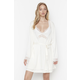Trendyol Ecru Belted Lace Detailed Viscose Knitted Dressing Gown