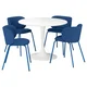 DOCKSTA / KRYLBO Sto i 4 stolice, bela/plava, 103 cm
