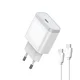 LDNIO Kućni Punjač Q122 PPS PD, 27W sa Type C na Type C kablom, Beli