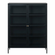 Črna vitrina Unique Furniture Carmel, višina 140 cm