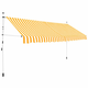 vidaXL Ročno zložljiva tenda 350 cm rumene in bele črte