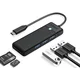 Orico 4-vtični USB-C – USB-A HUB adapter z bralnikom SD- in microSD-kartic, dolžina 0,15 m – črn
