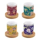 Set of 4 porcelain cups, 110 ml, with bamboo saucers, Magie DOrient