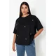 Trendyol Curve Black Heart Accessory Detailed Oversize Knitted T-shirt