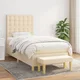 vidaXL Box spring postelja z vzmetnico krem 80x200 cm blago