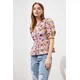 Trendyol Multicolored Woven Balloon Sleeve V-Neck Floral Shirt