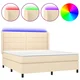 vidaXL vidaXL Box spring postelja z vzmetnico LED krem 180x200 cm blago, (20899922)