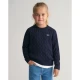 Gant unisex za otroke. 884027 Shield Kids bombažni pleteni pulover z vratom v barvi ecru iz bombaža v mornarski barvi (7/8anos= 12