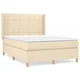 Vidaxl Box spring postelja z vzmetnico krem 140x200 cm blago