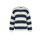 Trendyol Indigo Oversize Fit Wide Fit Crew Neck Striped Knitwear Sweater