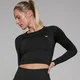 MP Womens Shape Seamless Long Sleeve Crop Top - Black - XL