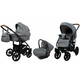 Babylux Optimal Grey Flex | 3v1 Kombinirani Voziček kompleti | Otroški voziček + Carrycot + Avtosedežem
