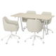 TROTTEN / TOSSBERG Konferencijski sto i stolice, bež/bela, 160x80 cm