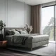 MID.YOU POSTELJA Z VZMETNICO 140 cm x 200 cm , les, tekstil, leseni material siva