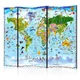 artgeist Paravan World Map For Kids, 5-Dekni, Enostranski