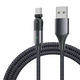 USB-C pleten kabel z rotacijsko glavo Pivot za hitro polnjenje - 2m - črn