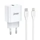 Kućni Punjač SU-P102 20W Super Fast USB A QC3.0+Type C sa Type C Lightning kablom, Beli