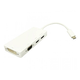 E-GREEN Adapter USB 3.1 tip C (M) - Display Port + HDMI + VGA + DVI (F) beli