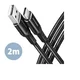AXAGON BUCM-AM20AB, HQ kabel USB-C USB-A, 2 m, USB 2.0, 3A, ALU, oplet, črn