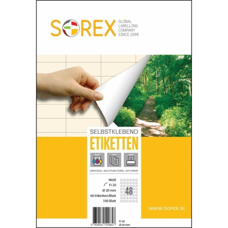 Etiketa laser/inkjet/copy fi 20 Sorex 100/1